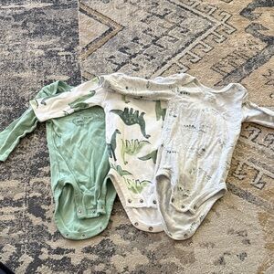 Dinosaur Print Kids One Piece Set - Green and Gray